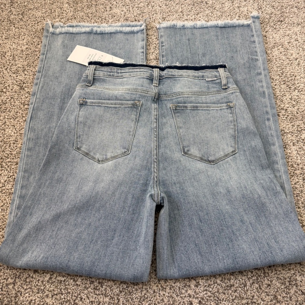 Risen Jeans Womens 9 Light Wash High Rise Wide Leg Frayed Raw Hem Boho Western - Picture 5 of 10